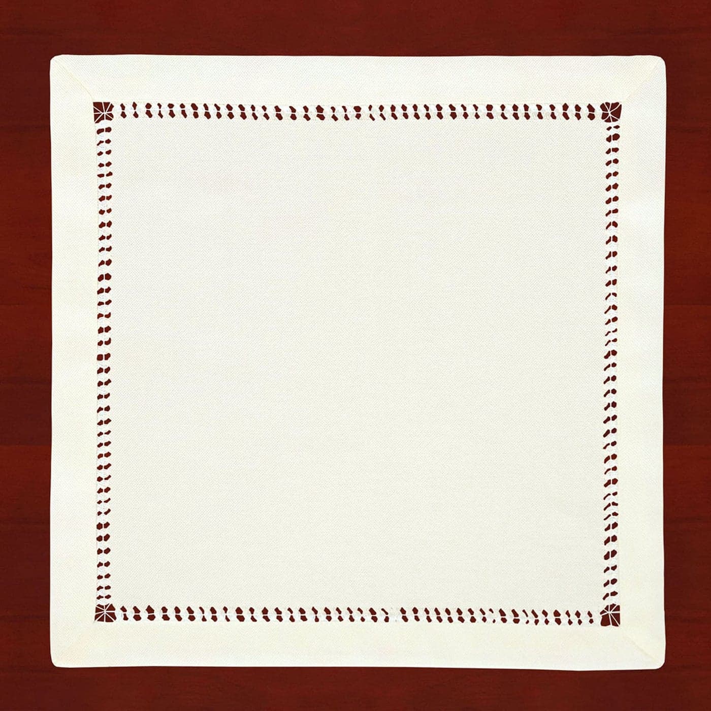 Grelucgo Handcrafted Solid Color Napkins DoubleHemstitched Cream 18 x 18 Napkins Set of 4