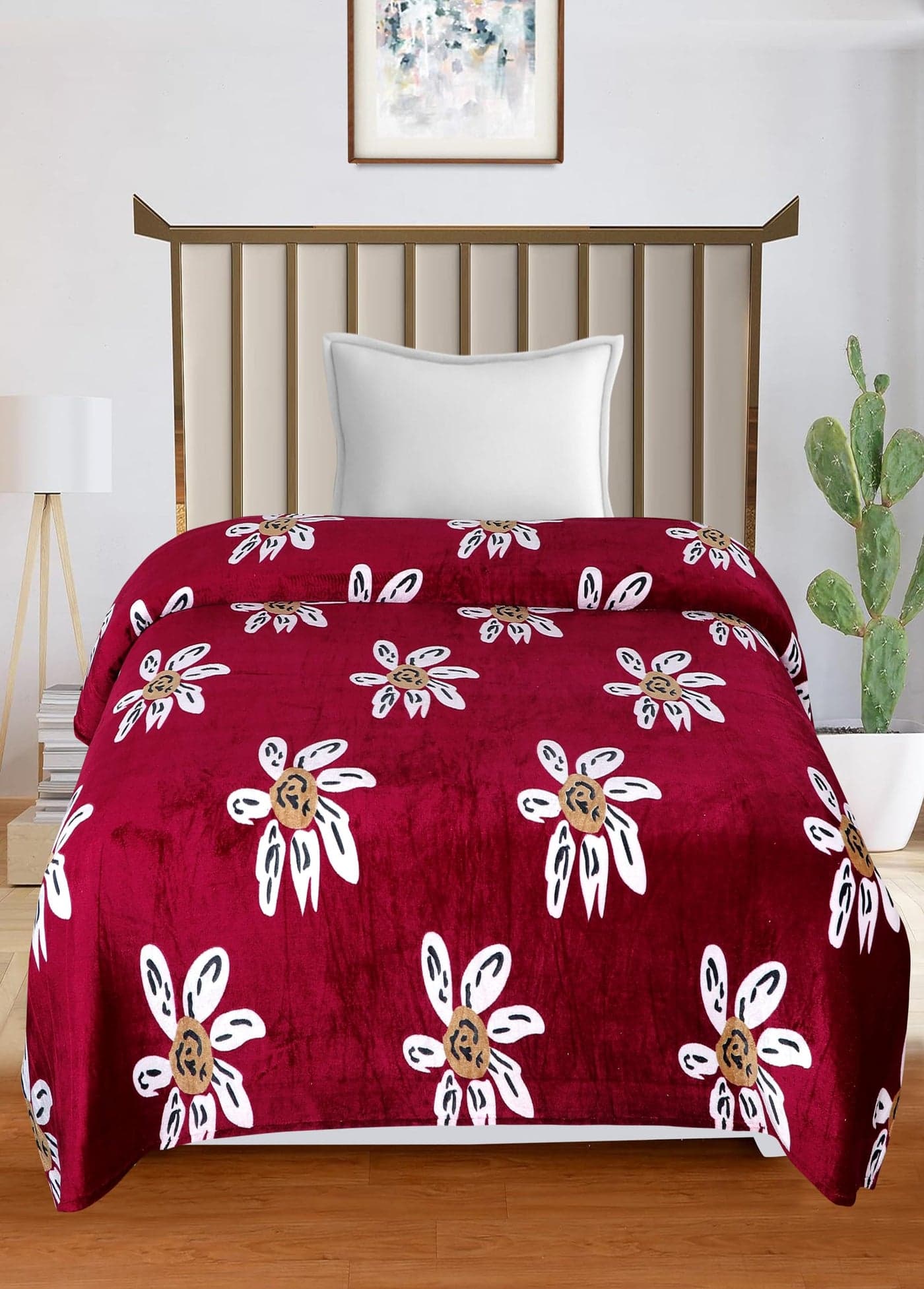 RD TREND® Warm Reversible Quilt Cover Single Bed with Zipper, Duvet Cover Single Bed Soft Flannel (60x90) Inches. (Floral-Red)