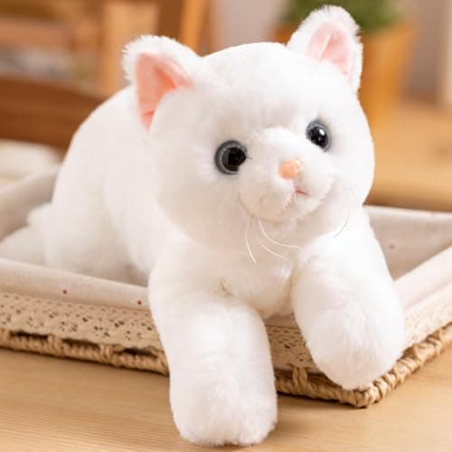 SNOWOLF Cat Stuffed Animals Weighted Plush Toy 197 Realistic White Cat Plushie Kawaii Toys Soft Ginger Cat Kitten Doll Gift for Boys Girls Birthday Christmas 11 LBs