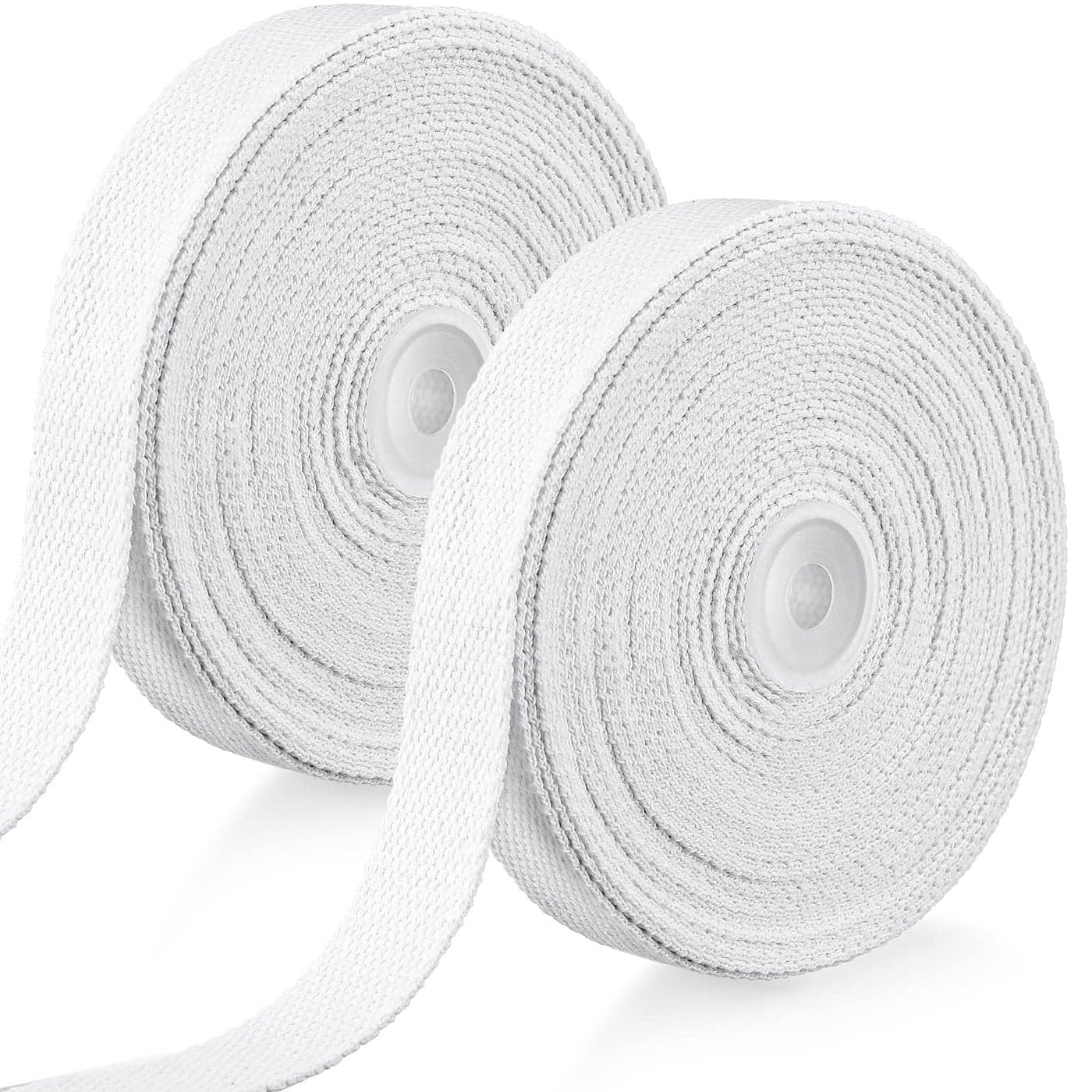 2 Rolls 20 Yards Cotton Webbing 1 Inch for DIY Crafts Decoration Heavy Sewing Webbing Home Wrapping Tote Bags Making Outdoor Supplies Pure White