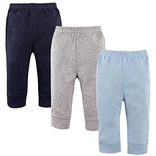 Luvable Friends Unisex Baby Cotton Pants, Blue Gray, 0-3 Months