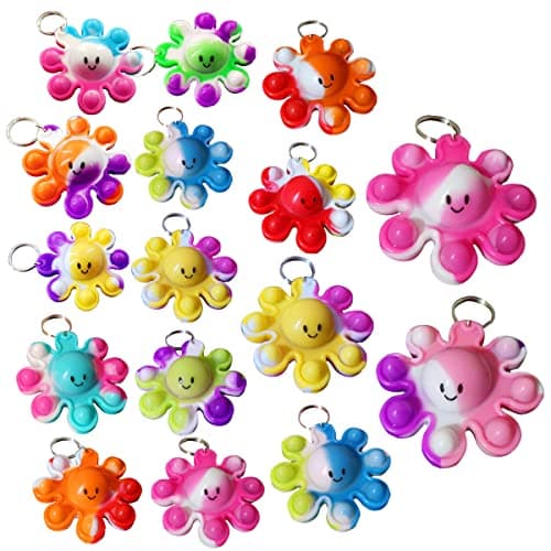 24 Packs Bulk octopus Fidget Bubble Bulk Mini Pop Keychain Fidget for Teens and Kids Birthday Party Favors Supplies Classroom summer Student gifts