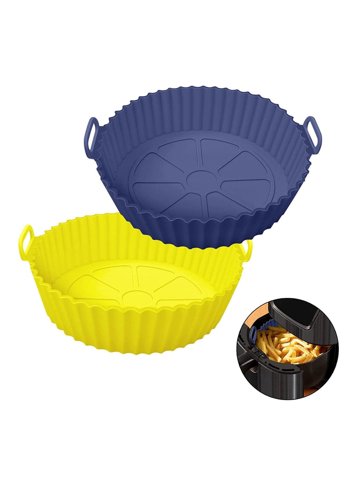 MahMir® Silicon Air Fryer Liner 2 Pcs Non-Stick Reusable Air Fryer Liners - Replacement for Flammable Parchment Liner Paper - Baking Pan Air Fryer – Food safe Fryers Basket Oven Accessories