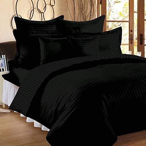 COZY FURNISH Super Soft Brushed Microfiber Satin Striped Cotton Double Duvet Cover, Rajai Cover,Quilt Cover, Comforter Cover 90X100(Inches) Super Soft Stripes Hidden Closure Zipper with Corner Ties