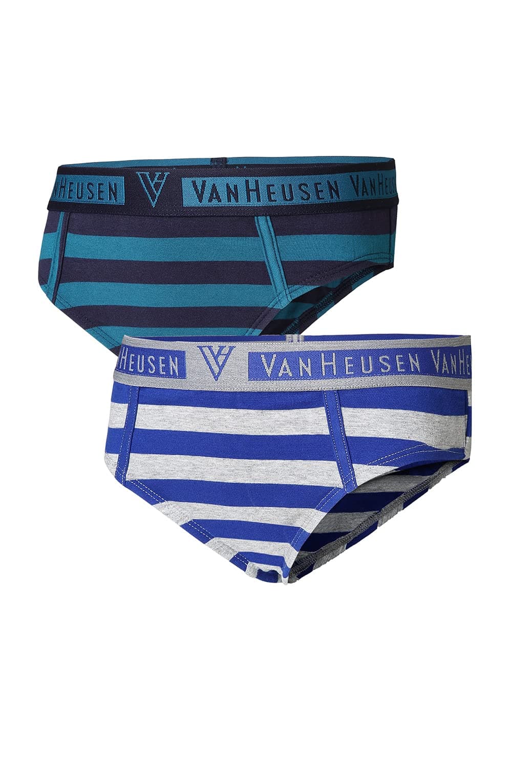 Van Heusen Boys Briefs - Combed Cotton Elastane - Pack of 2 - Colour Fresh, Striped, Ultra Soft_21005_KDS05, KDS03_5-6 Years