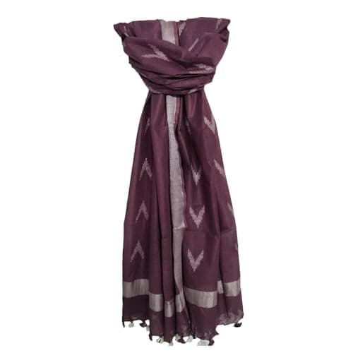 SheenKraft | Women's Handloom Linen Cotton Blend Bhagalpuri Ikkat Dupatta with Zari Designed Free Size_Color Variation (Free, Mountbatten_Brown)