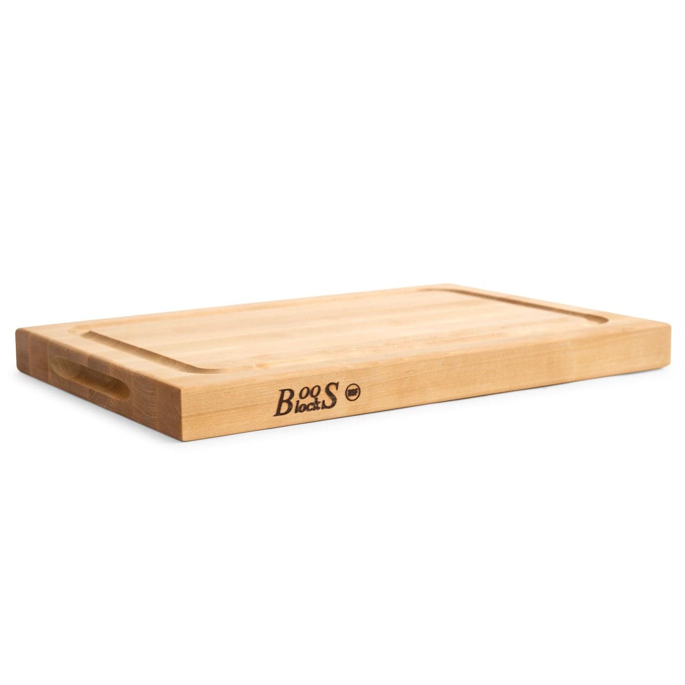 John Boos BBQ Series Maple Cutting Board wJuice Groove 15 Thick Butcher Block Wooden Reversible Kitchen Prep Chopping Slab wRecessed Finger Grips Edge Grain Construction 18 x 12