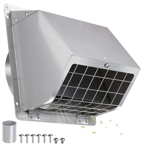 4" Dryer Vent Cover Outside,Stainless Steel Outdoor Dryer Vent Cover for 4 in Pipe,Exterior Wall Vent Cover Cap Dryer Exhaust Vent Cover Outlet for House/Range Hood,Dryer Vent Kit with Screen&Damper