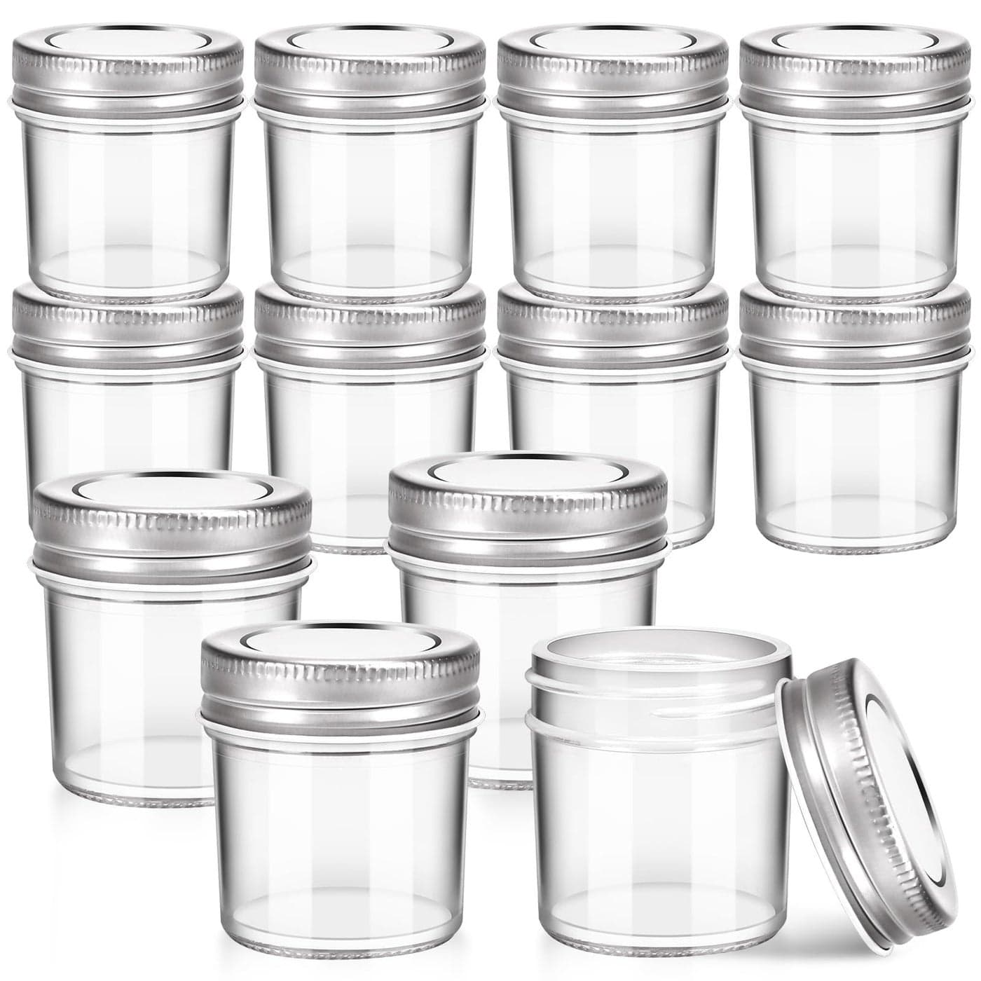 CZWESTC 2 oz Mini Marson Jar Set of 12 Small Glass Jars with LeakProof Sliver Lids Round Little Canning Jars for Storing Jam Honey Spice Candle Candy 2oz 12pcs