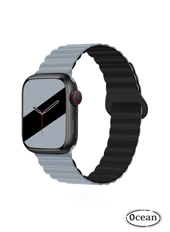Suitable for Apple Watch Strap 41mm 40mm 38mm Waterproof Soft Silicone Integrated Double Side Magnetic Sports Strap Compatible with iWatch Series 8/7/6/5/4/3/2/1/SE (Grey/Black)