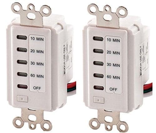 Bathroom Fan Auto Shut Off 60302010 Minute Preset Countdown Wall Switch Timer White 60Minute 2 Pack
