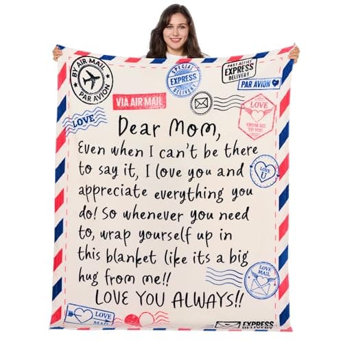 Joiedomi Gifts for Mom Super Soft Flannel Mom Blanket for Women Wife Grandma Mothers Day Christmas Birthday Throw Blanket Gifts from Daughter Son 50" x 60" Ivory White