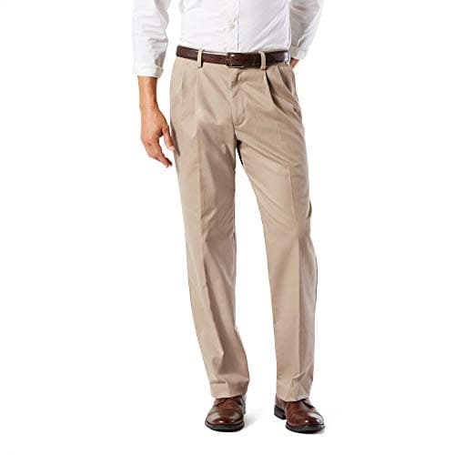 Dockers Men's Classic Fit Easy Khaki Pants-Pleated (Standard and Big & Tall), Timberwolf, 34W x 32L