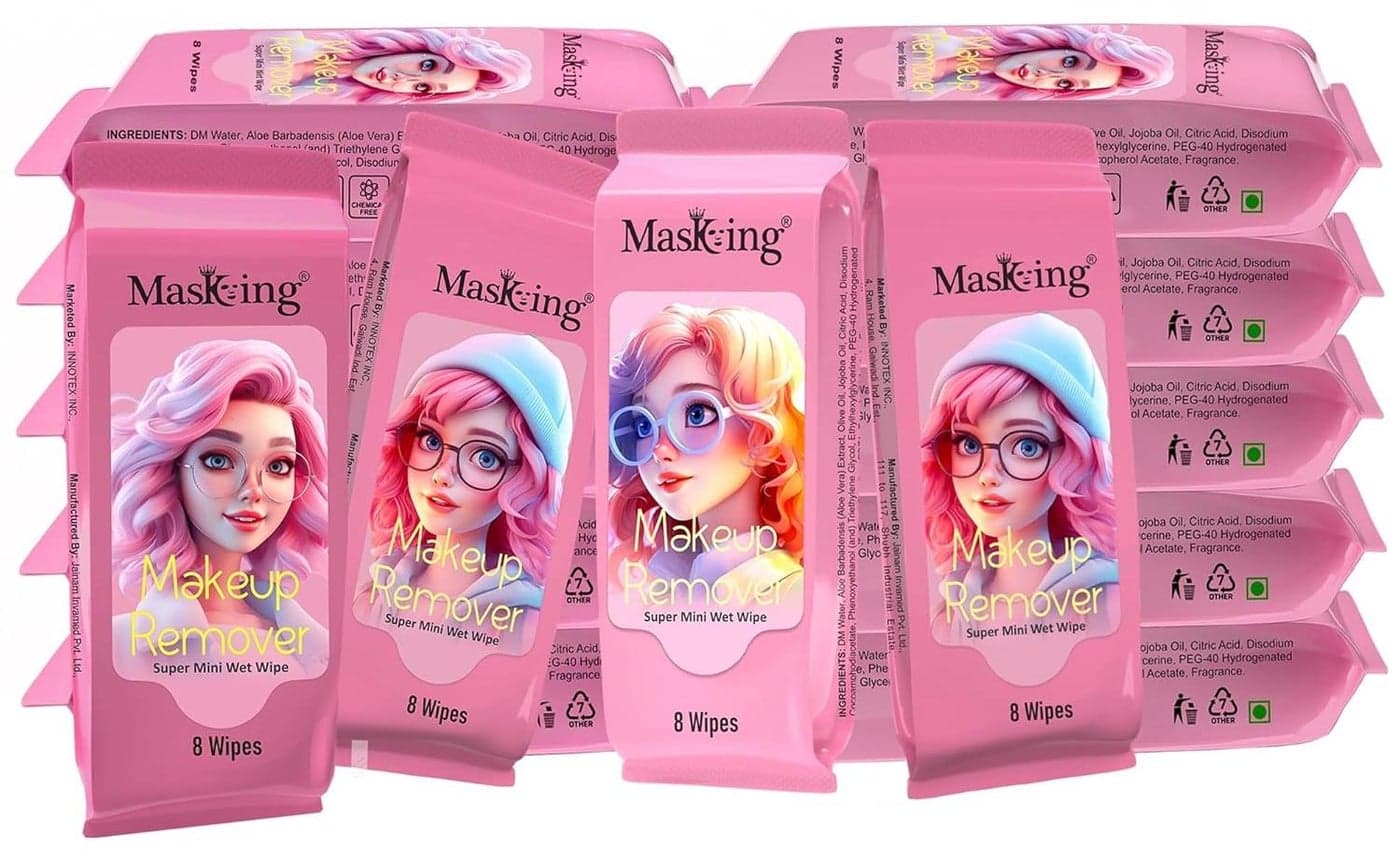 Masking Super mini Makeup Remover Wipe Super Mini Size Wipe Makeup Remover for Face Pack 10