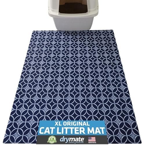 Drymate XL Original Cat Litter Mat, Contains Mess from Box, Protects Floors, Urine-Proof, Machine Washable, Soft on Kitty Paws, Absorbent, Waterproof (USA Made, Recycled Content)(29”x36”)(Indigo Blue)