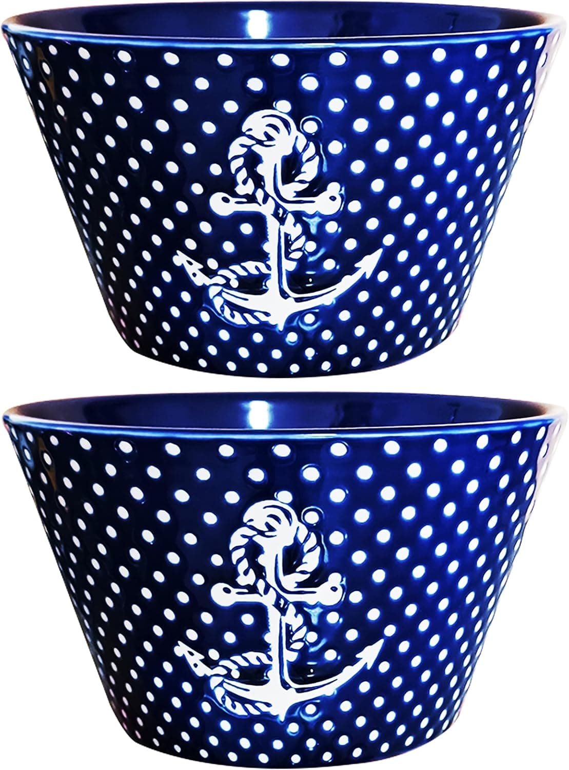 Blue Ceramic Bowl 55 Large Soup Bowls Sea Nautical Theme Helm Anchor Blue Bowl Home Kitchen Birthday Christmas Housewarming GiftBowls for SaladChipCerealPastaRamen 21oz C2pcs