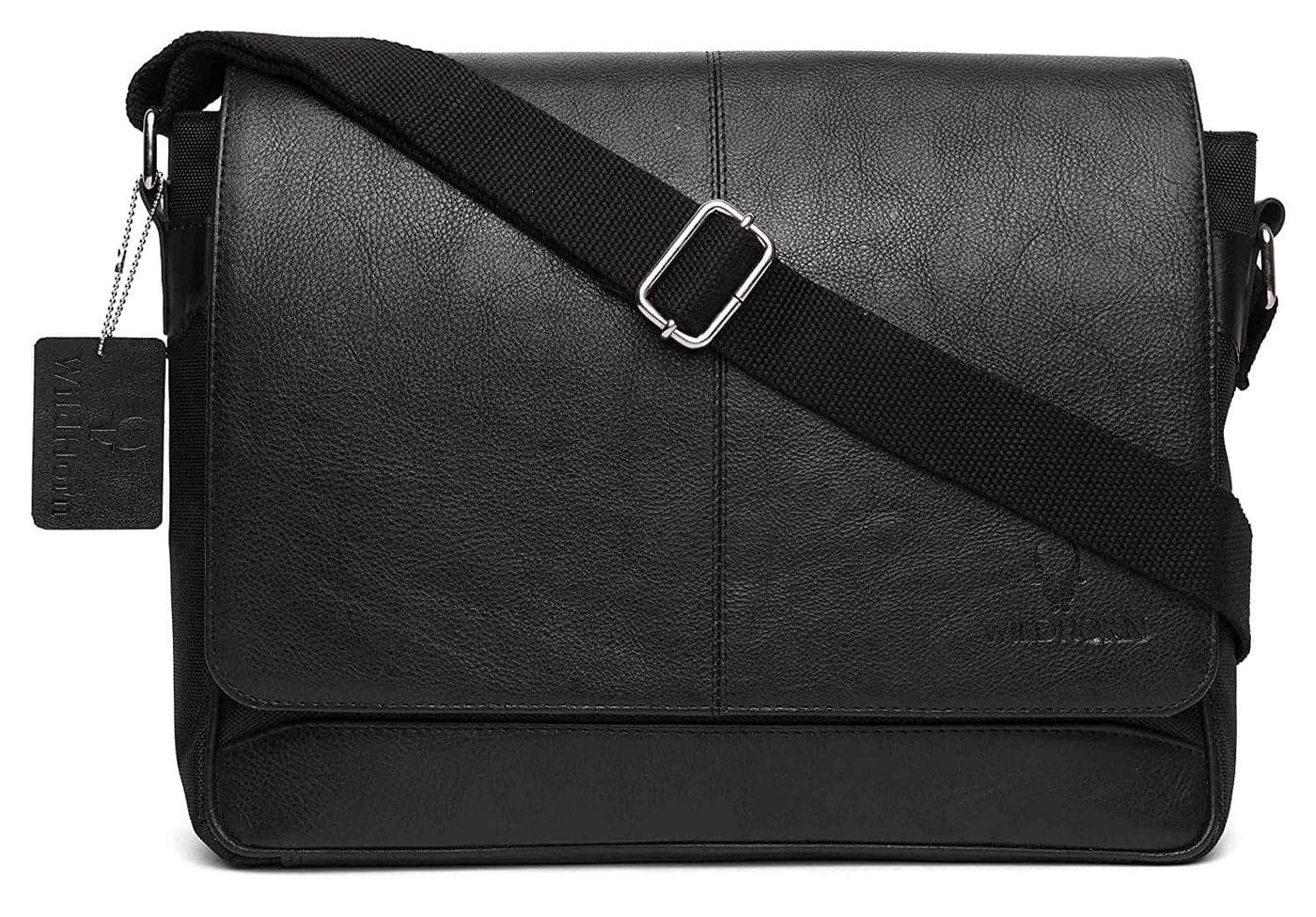 WildHorn Genuine Leather Messenger Bag for Men – Office Bag with Padded Laptop Compartment (Fits up to 13.5” Laptops) – Adjustable Straps & Multiple Compartments – 1-Year Warranty