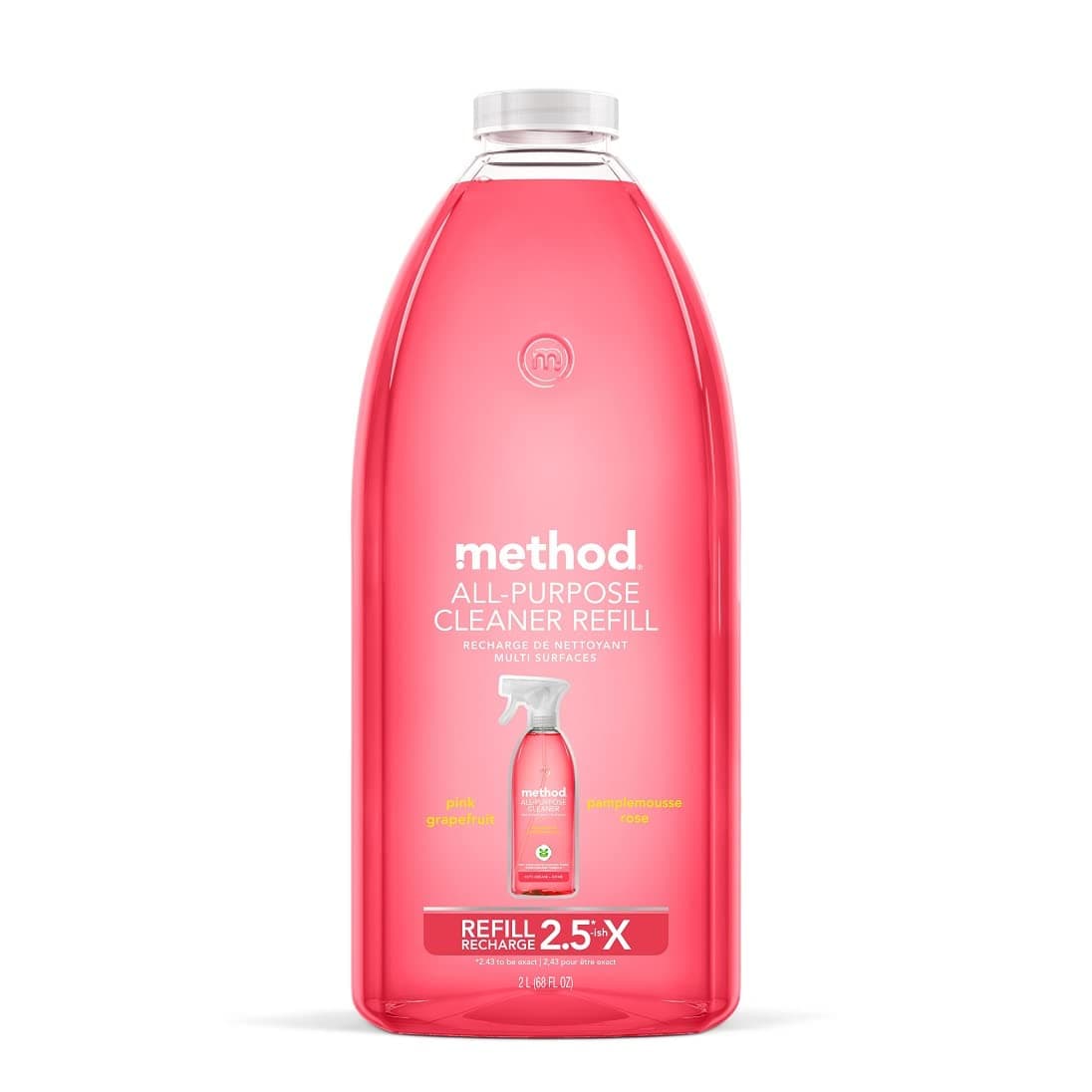Method Naturally Derived All Purpose Surface Cleaner Refill Pink Grapefruit, 68 Fl Oz