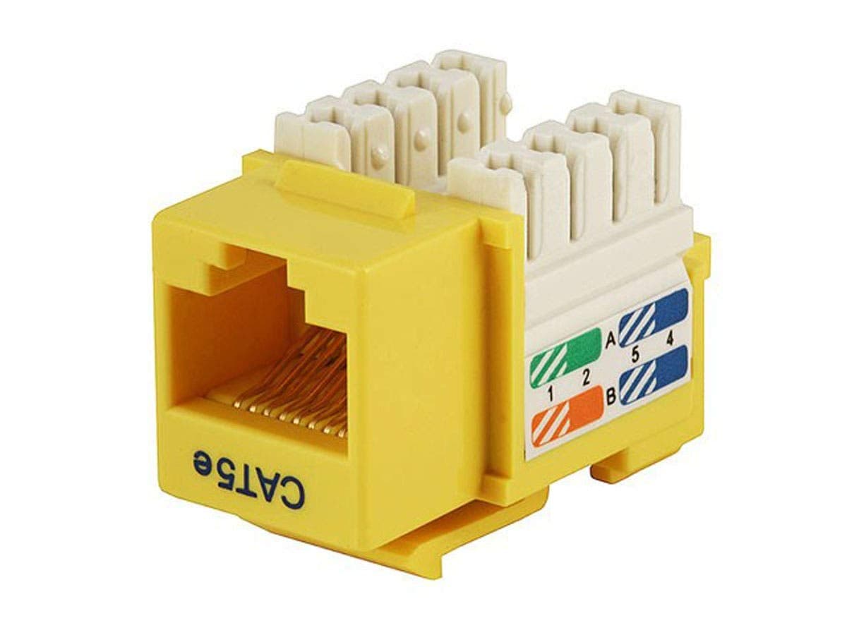 Monoprice Cat5e Punch Down Keystone Jack - For 22-24AWG Solid Wire, Yellow