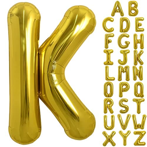 TONIFUL 40 Inch Large Gold Letter K Balloons Foil Mylar Big Balloons for Birthday Party Anniversary Supplies Decorations