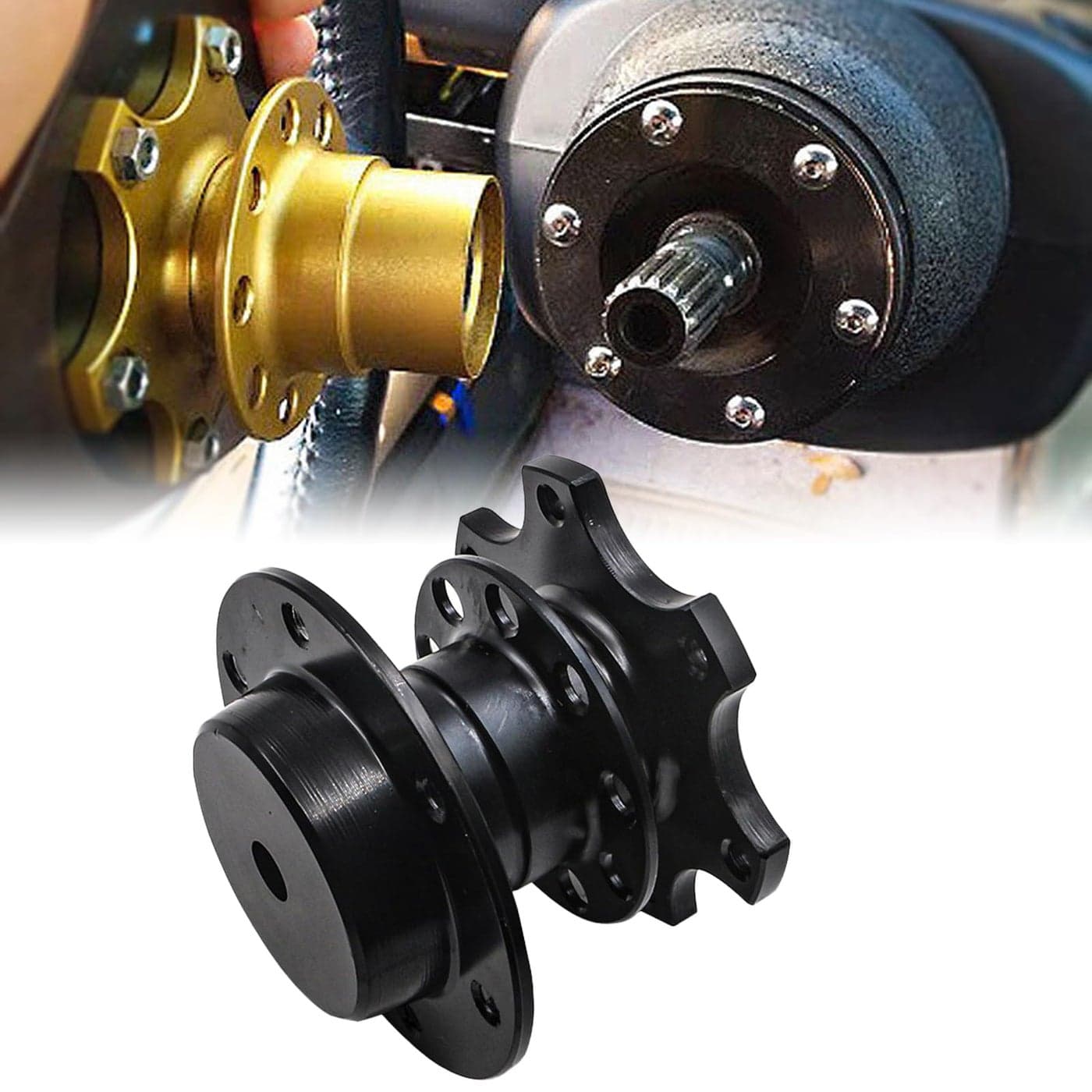 Sodcay Aluminum Steering Wheel Adapter Quick Release Hub 6 Hole Racing Modification Device Auto Universal Steering Wheel Heightening Accessories Black