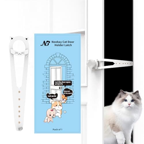Neobay Cat Door Latch with Stabilizer, 7 Sizes Adjustable Cat Door Holder Latch to Keep Dog Out of Litter Box, No-Drill & Portable for Interior Doors, White, 1 Pack