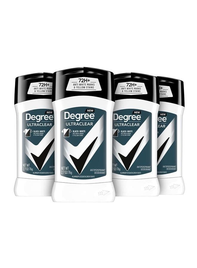 Degree Men UltraClear Antiperspirant Deodorant Black + White 4 count 72-Hour Sweat & Odor Protection Antiperspirant For Men With MotionSense Technology 2.70 Ounce (Pack of 4)
