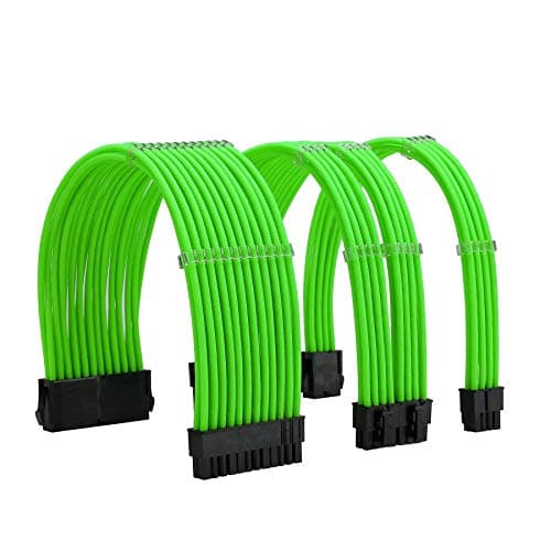 Formulamod Sleeve Extension Power Supply Cable Kit 18AWG ATX 24P+ EPS 8-P+PCI-E8-P with Combs for PSU to Motherboard/GPU (Green)