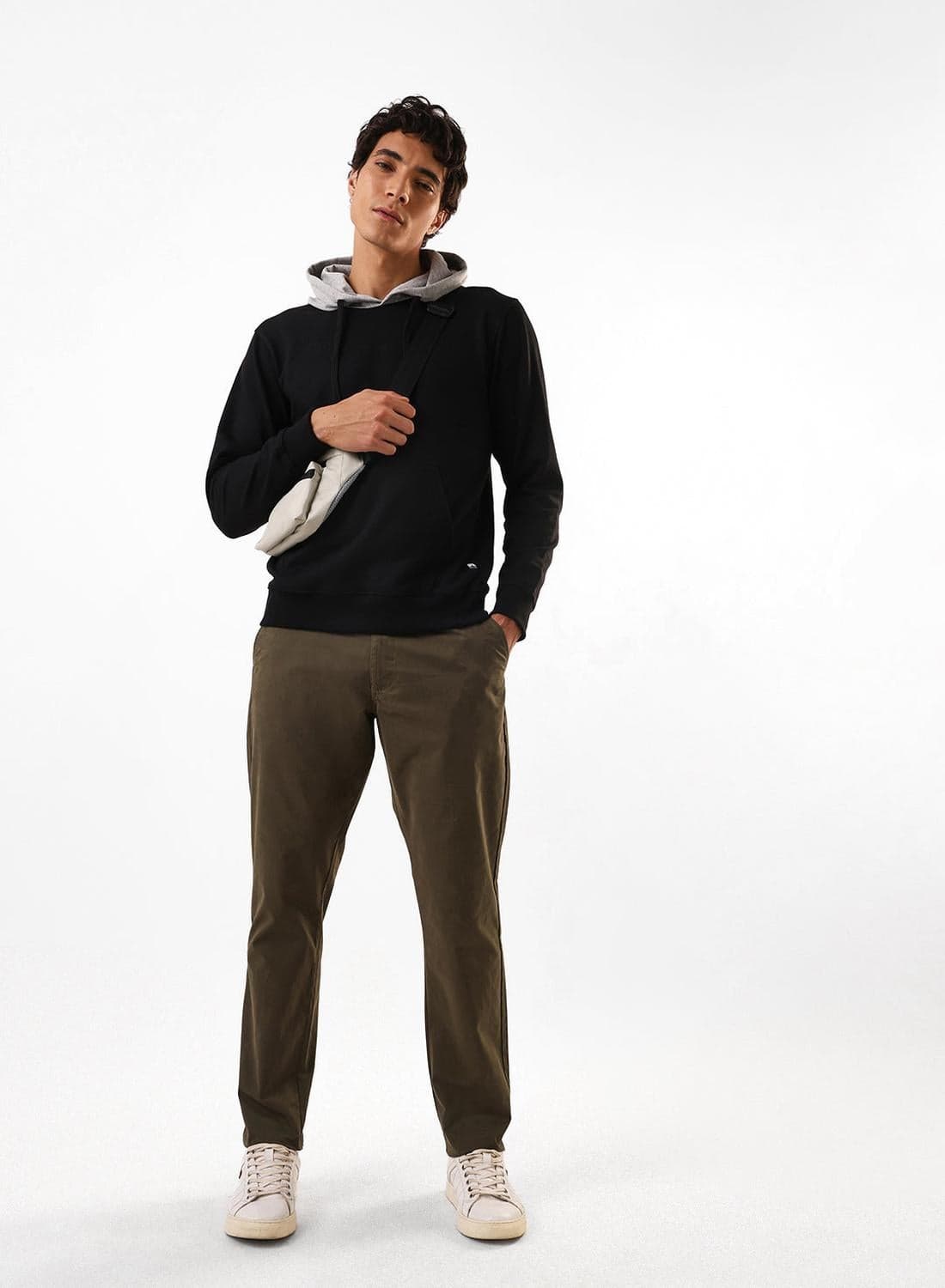 Men's Olive 100% Cotton Full Chinos Slim Fit Trouser