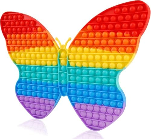 Giant Fidget Toys for Kids 19 Inch Jumbo Extra Large Butterfly Push Bubble Sensory Toy Super Big Huge Fidgets Mega Stress Reliever Gifts Classroom Tool for Girls Toddlers