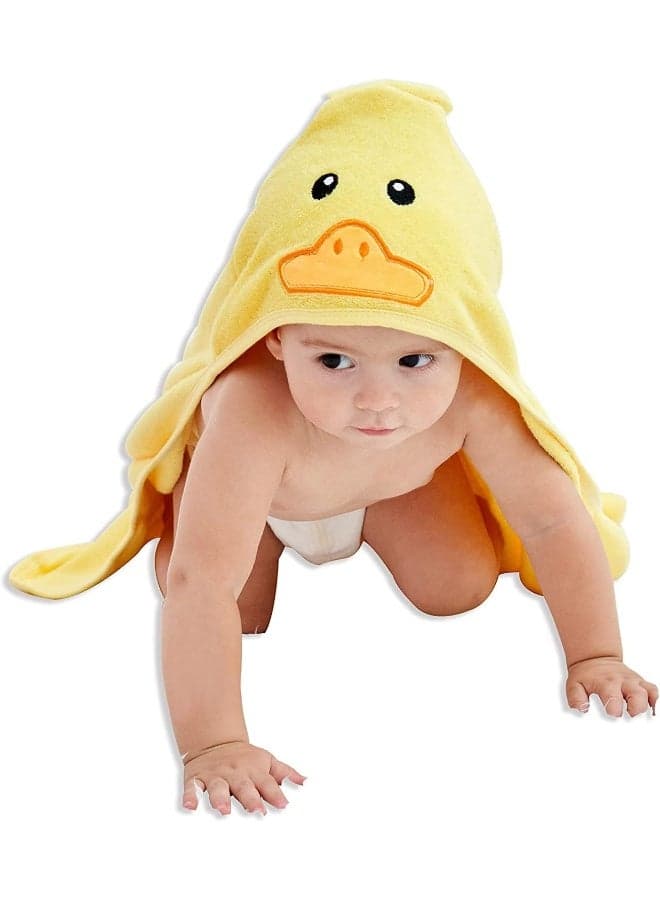 HIPHOP PANDA Hooded Baby Towel - Rayon Made from Bamboo, Soft Hooded Bath Towel for Baby, Toddler, Infant, for Boy and Girl - (Yellow Duck, 30 x 30 Inch)