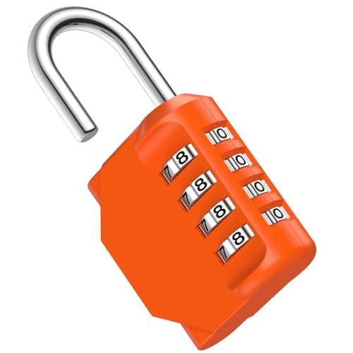 Puroma Combination Lock 4 Digit Waterproof Locker Locks Secure Outdoor Padlock for Gym Lockers, Toolboxes, Gates, Fences, Storage, Sports Locker, Cabinets (Orange)
