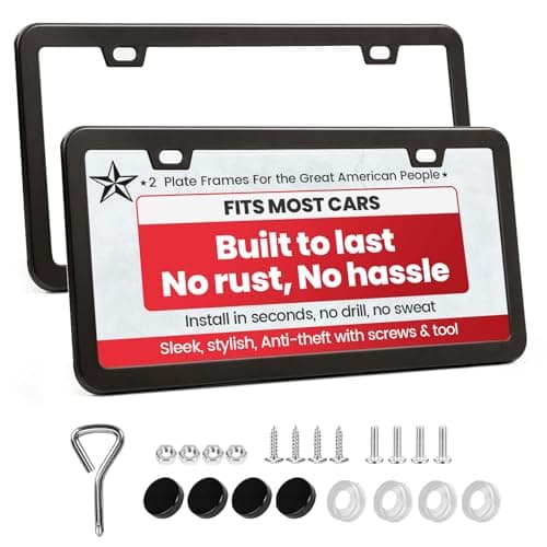 2 Pack Premium Matte Black License Plate Frames with 2 Holes RustProof Aluminum Metal License Plate Holder Includes Screw Accessories Universal Car License Plate Cover for Man