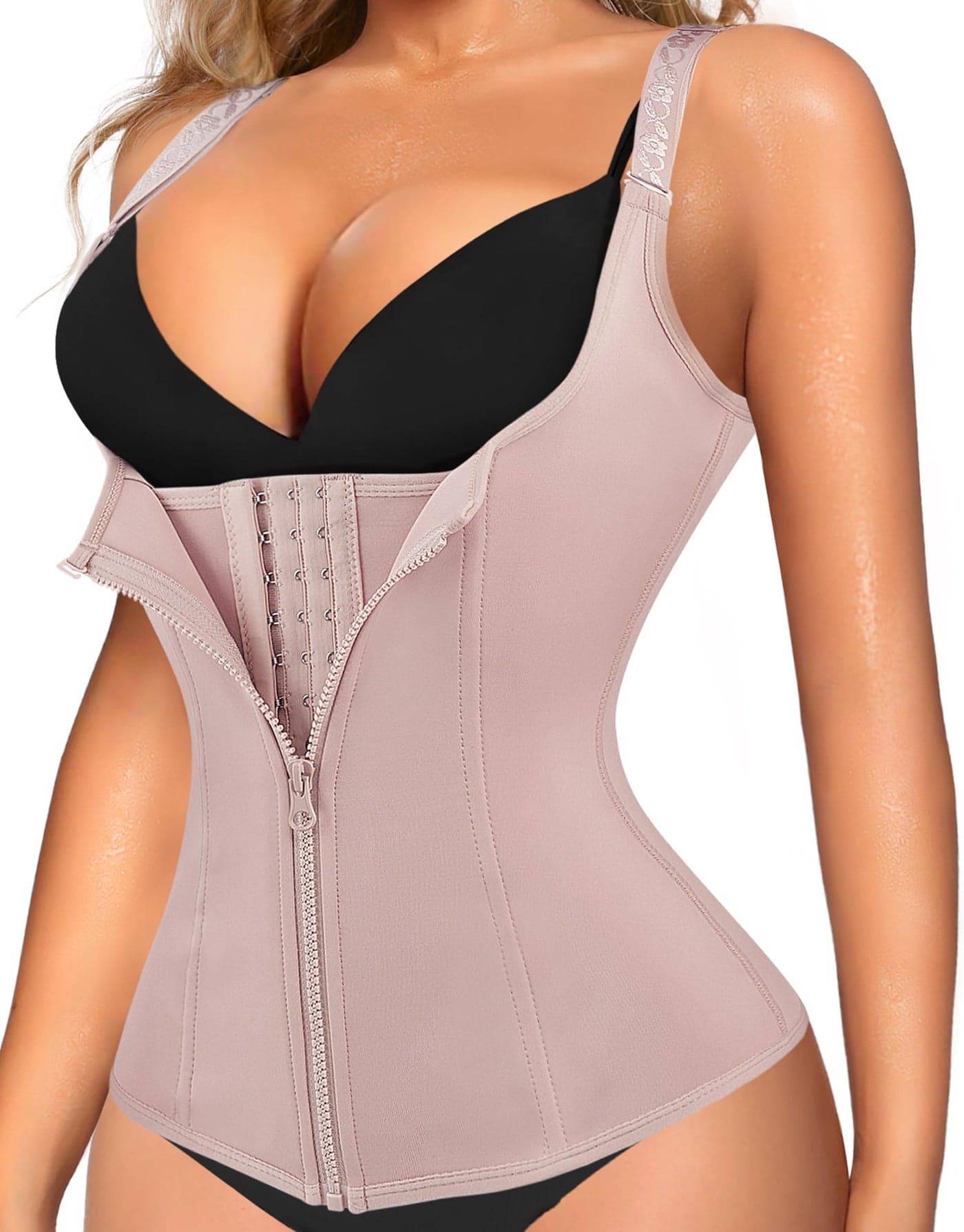 LODAY Waist Trainer Corset for Women Tummy Control Sport Workout Body Shaper Black (4XL, BEIGE(vest-adjustable straps))
