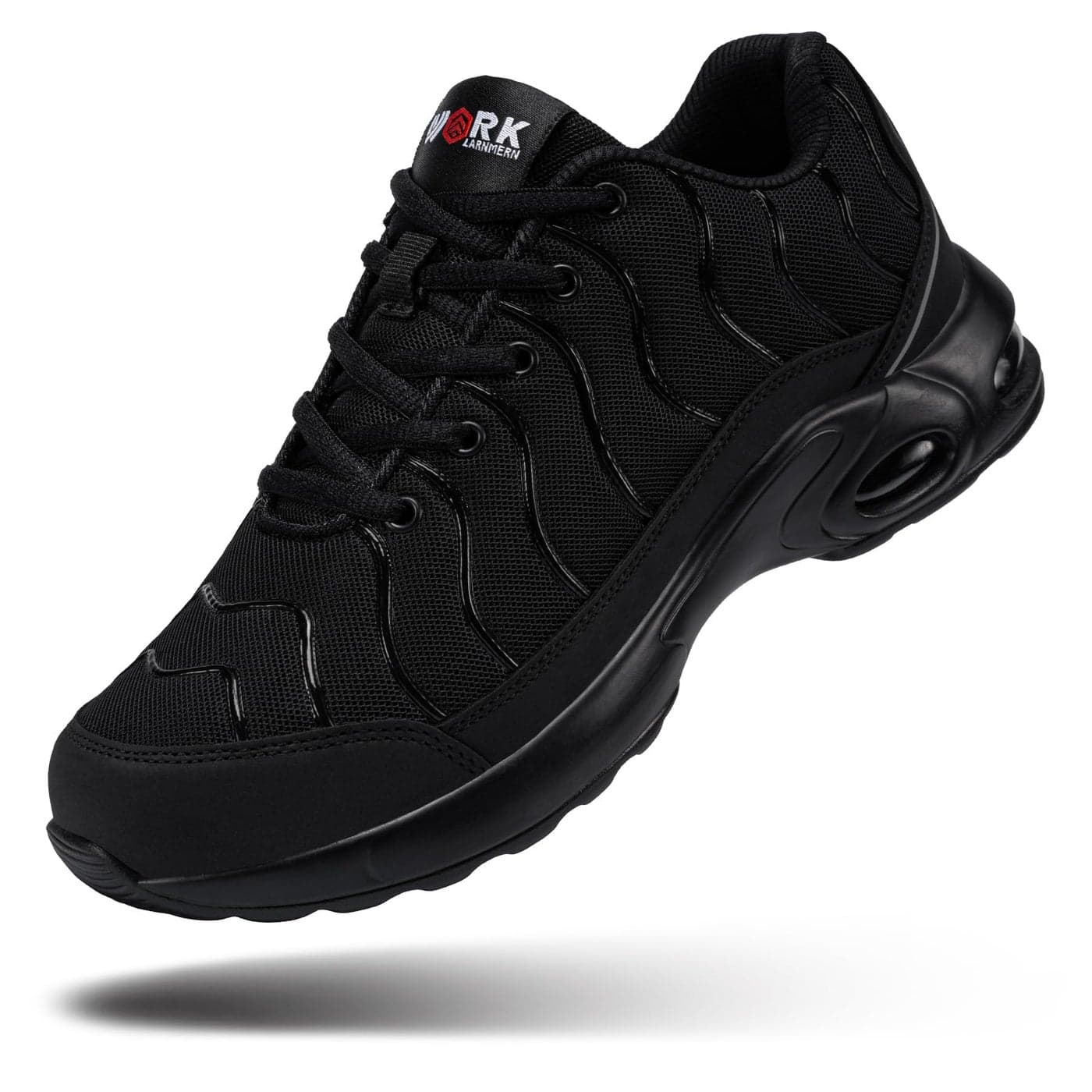 DYKHMILY Steel Toe Sneakers for Men Wide Air Cushion Work Shoes Puncture Proof Lightweight Safety Sneakers Breathable Slip Resistant Steel Toe Tennis Shoe Comfort85 WideBlackLSE31270