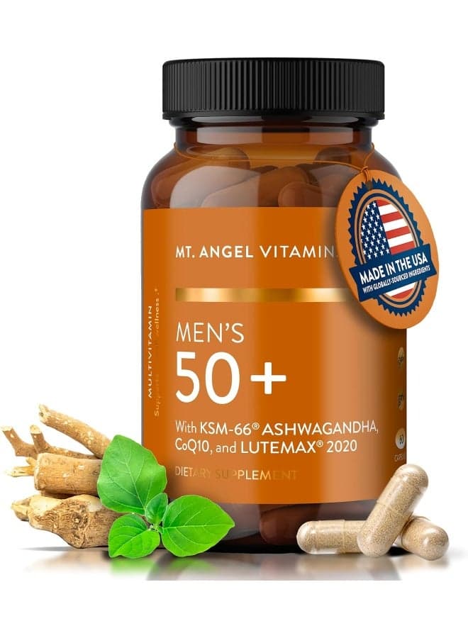 Mt. Angel Vitamins - Daily Mens Multivitamin 50+ Adult Formula with Iron, Calcium, KSM-66 Ashwaganda, and a Potent Proprietary Herbal Blend of The Best Mens Vitamins - 60 Count Capsules