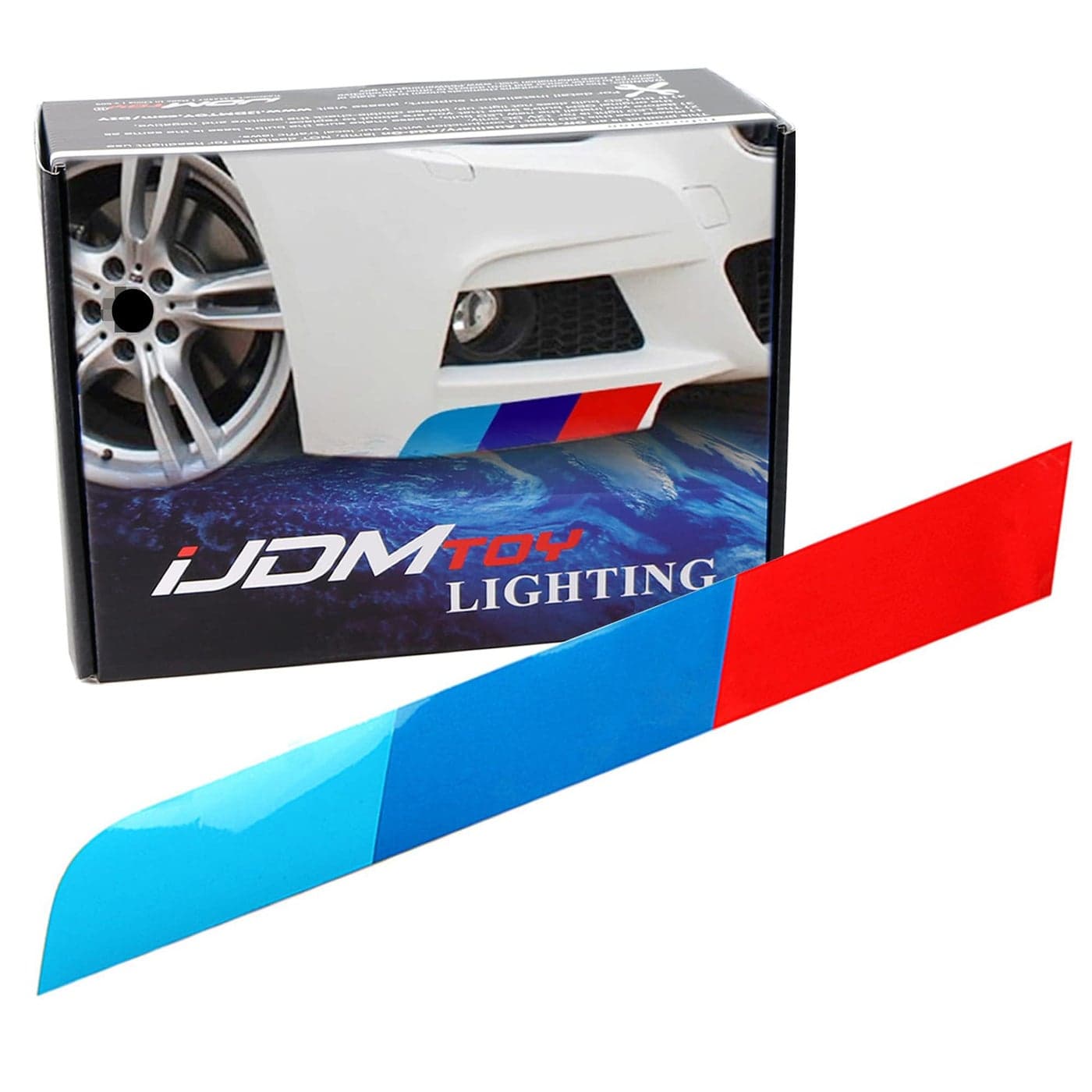 iJDMTOY 17 by 2Inch Reflective Iconic 3Color Stripe Decal Sticker Compatible with BMW Exterior Cosmetic Such As HoodBonnet Trunk Side Skirt Bumper etc