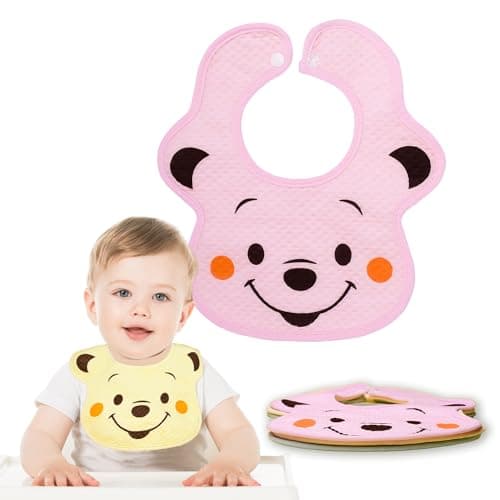 THE LITTLE LOOKERS Baby bibs with Snap button closure/Apron| Cute Animal Soft Cotton Fabric with PVC on Back for Quick Absorption & Fast Drying for Newborns/babies (0-3 years) (Pack of 3)