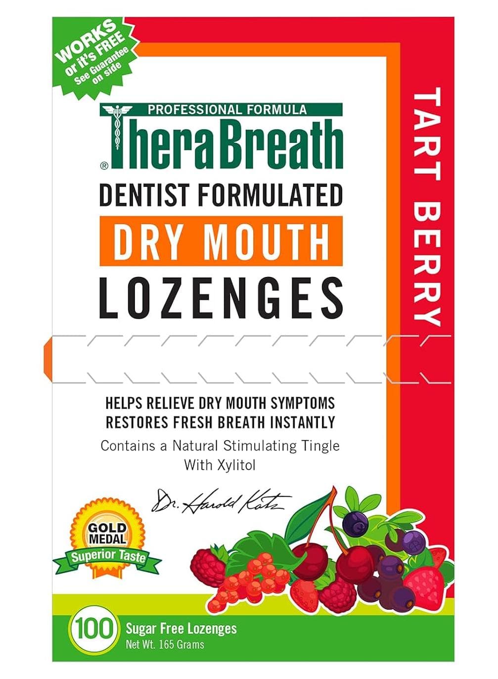 TheraBreath Dry Mouth Lozenges with ZINC Tart Berry Flavor 100 Lozenges