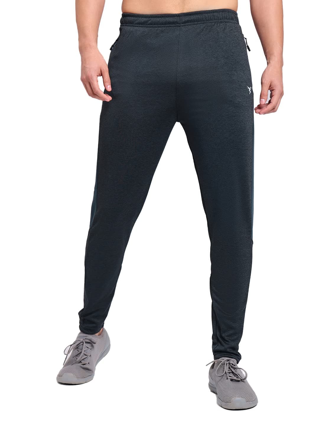 TECHNOSPORT Men's Slim Fit Active Mid Rise Track Pant - (MPOR19DCMMED_Dark Carbon Mel_M) Pack of 1, Dark Carbon Mel