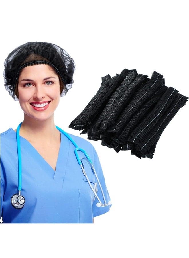 500 Pieces Disposable Hair Nets Food Service Bulk, Women Bouffant Cap Non Woven Clip Caps, 21 Inch Hair Head Cover Nets (Black)