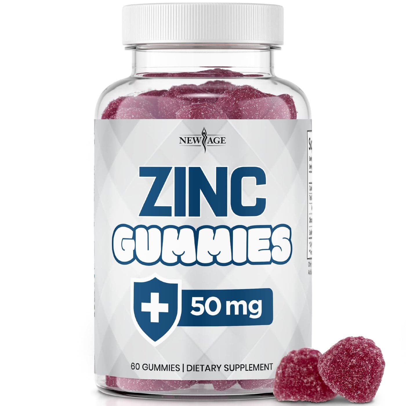 NEW AGE Zinc Gummies 50mg High Immune Booster Zinc Supplement Immune Defense Powerful Natural Antioxidant NonGMO by New Age 60 Count Pack of 1