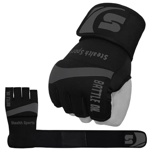 Stealth Sports Boxing Inner Gloves Neoprene Wrist Support Padded Gel Wraps Hand Protection Boxing Bag Hand Wraps for Punching MMA Martial Arts Muay Thai Speed Bag Training – Under Mitts (L)