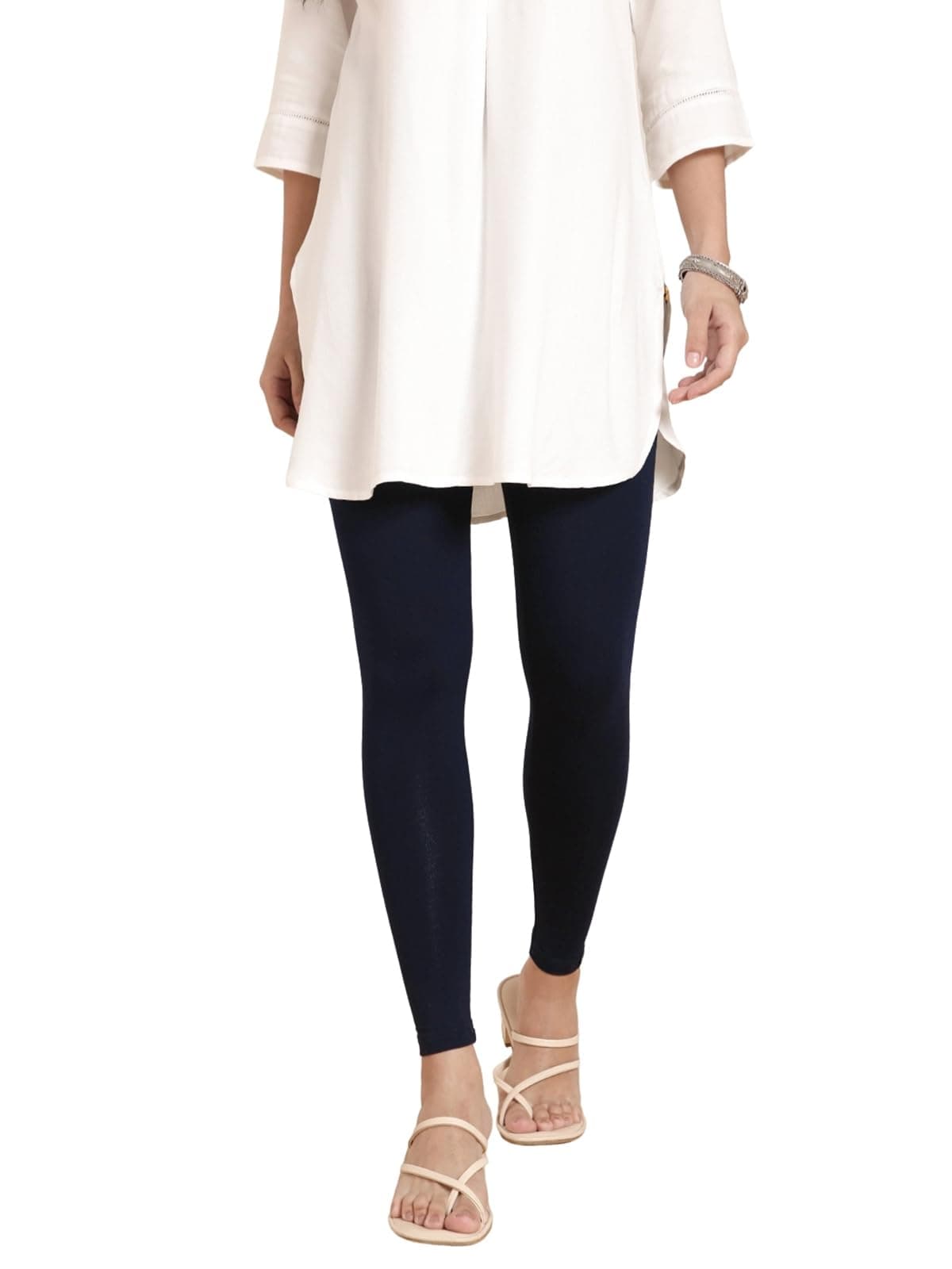 TWIN BIRDS Tailored Cut & Classic Fit Stretchable Navy Ribbon Blue Coloured Viscose Elasthane Fabric Ankle Length Leggings for Women - (XXXL)