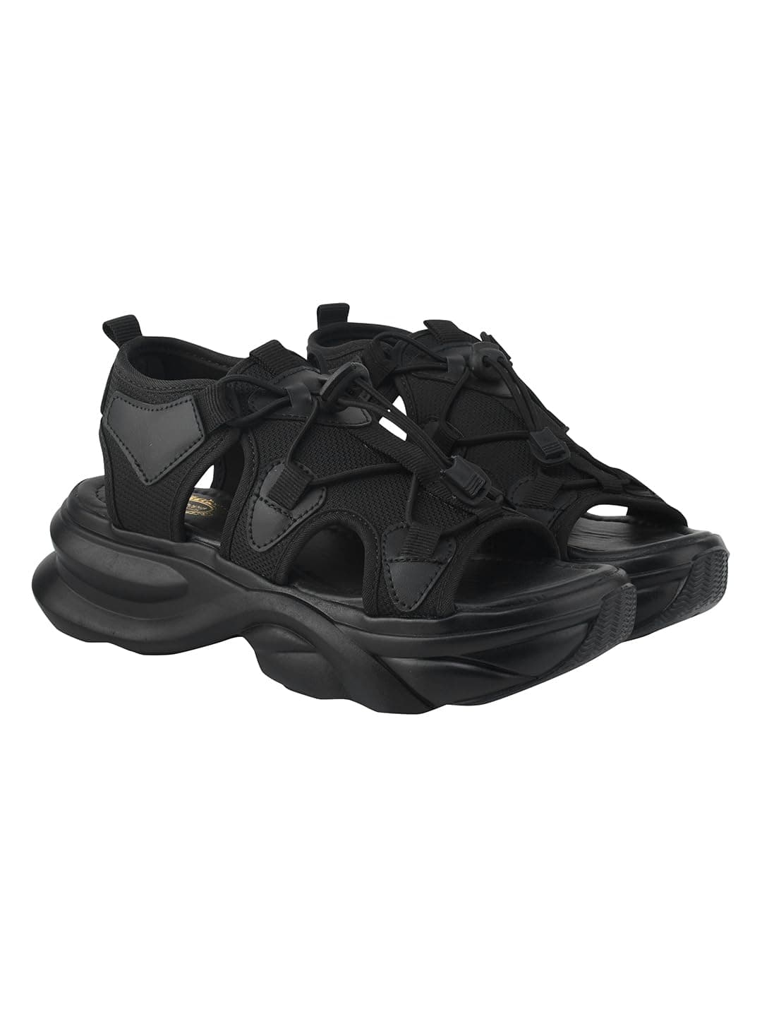 Shoetopia Smart Casual Black Sporty Sandals For Women & Girls /EU39