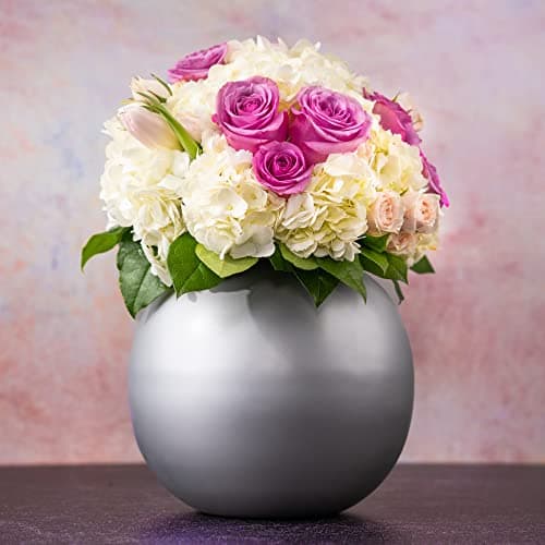 Walbrook Silver Vase - Decorative Flower Centerpiece, Small Modern Vase for Decor