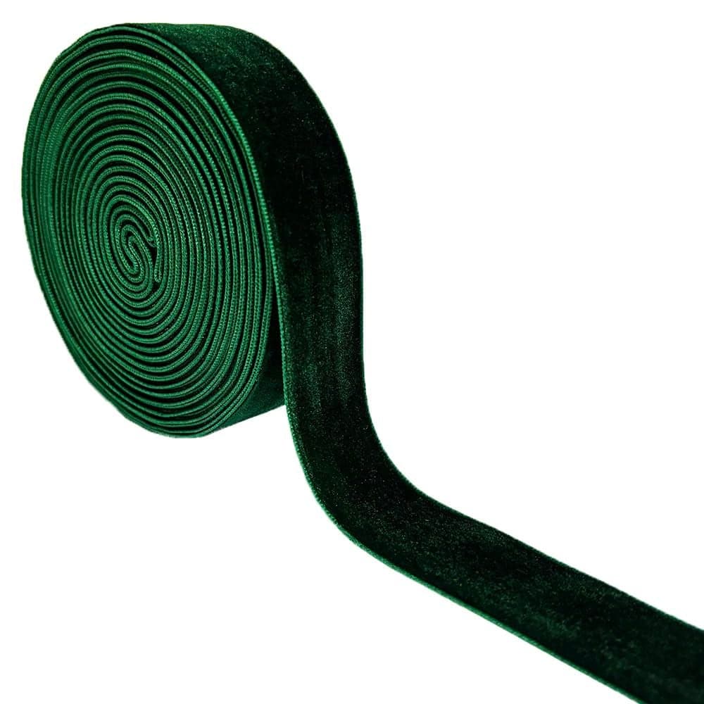 Qingxii Decorr Wedding Christmas Valentins Day Gift Box DIY Craft Decor Velvet Ribbon Dark Green 1x6Yards