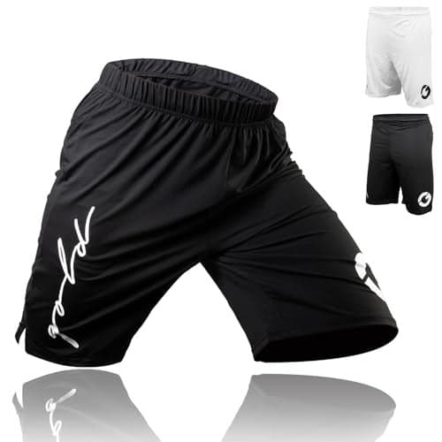 Gold BJJ Jiu Jitsu Shorts - IBJJF Approved No Gi Fight Short - for Grappling, MMA, Wrestling, Muay Thai & Boxing (Black, X-Small)