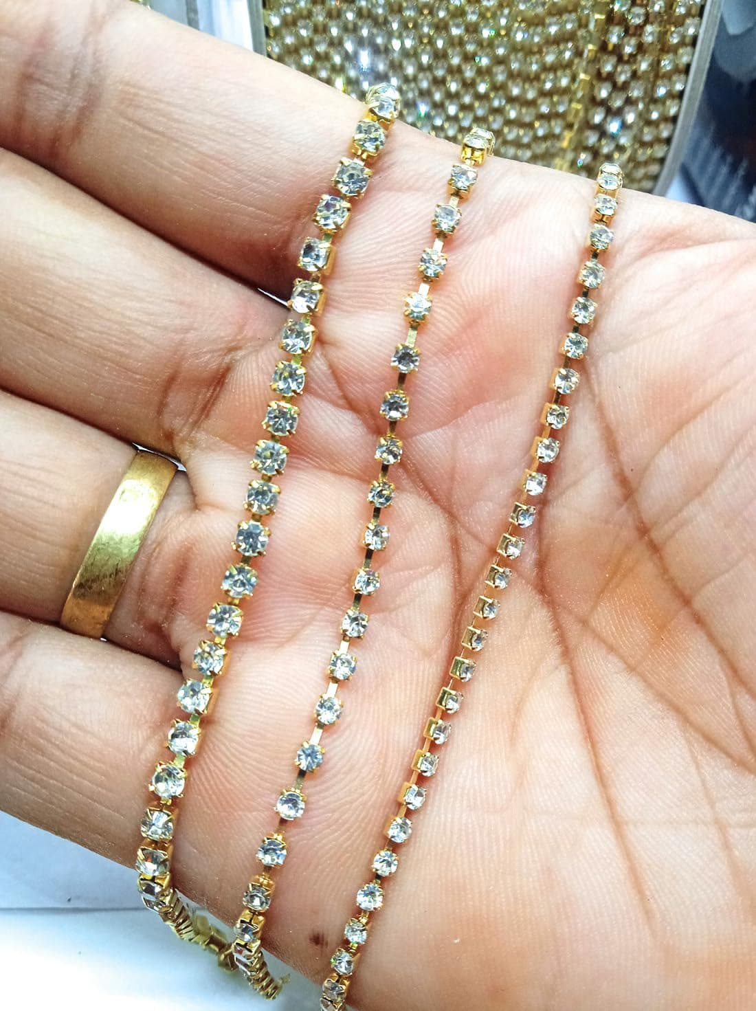 SAS Enterprises Stone ChainLace for Jewellery Making Kits Combo 10m