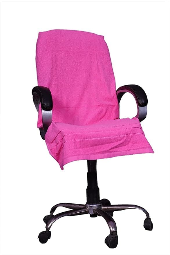 DRYHUG Cotton Office Chair Towel 500 GSM Supersoft Comfortable Colour Pink with Tie Knot
